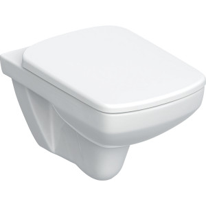 GEBERIT 501.961.00.1 Selnova Square Zestaw wiszącej miski WC, lejowa, 53cm, Rimfree, z deską