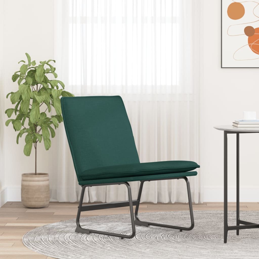vidaXL Krzesło wypoczynkowe, ciemnozielone, 52x75x76 cm, obite tkaniną