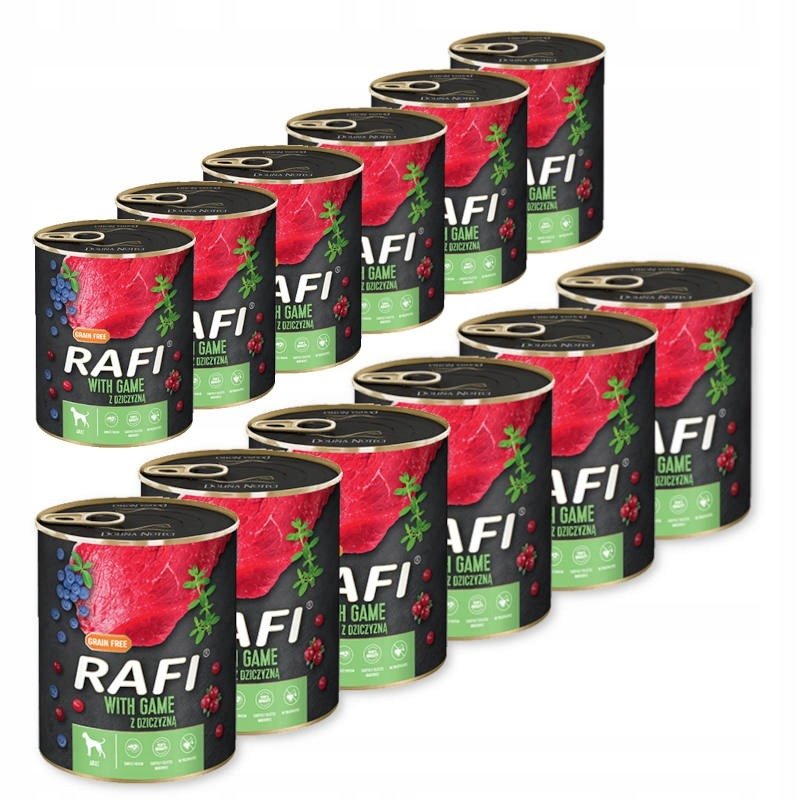 Dolina Noteci (RAFI) Karma Rafi Adult DZICZYZNA Zestaw 12x 800g  od 95zł +DO 3% ZWROTU W PROGRAMIE LOJALNOŚCIOWYM ZEST-RAFI-800-DZI-12