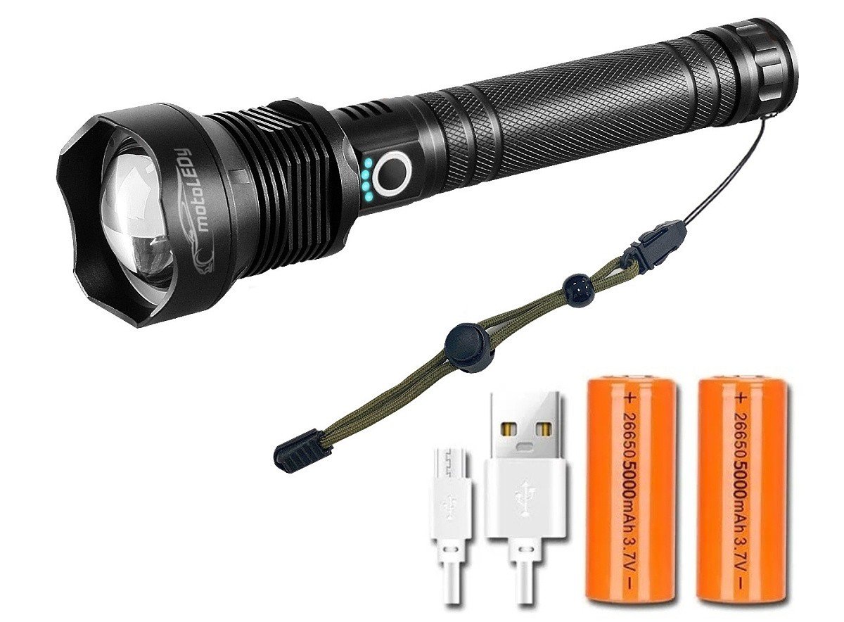 Mocna solidna latarka Led 15000lm 1000m Usb Zoom