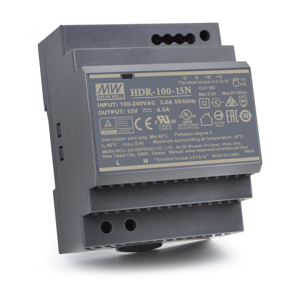 PULSAR HDR 15V/100W/6.13A zasilacz na szynę DIN (PL_HDR-100-15)