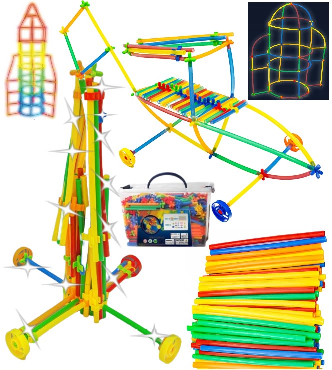 Klocki SŁOMKI ŚWIECĄCE FLUO 1000el konstrukcyjne