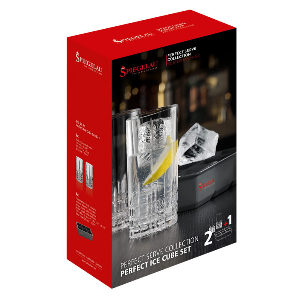 Spiegelau Perfect szklanki kryształowe do longdrinków 350 ml. + duży wkład na kostki lodu.