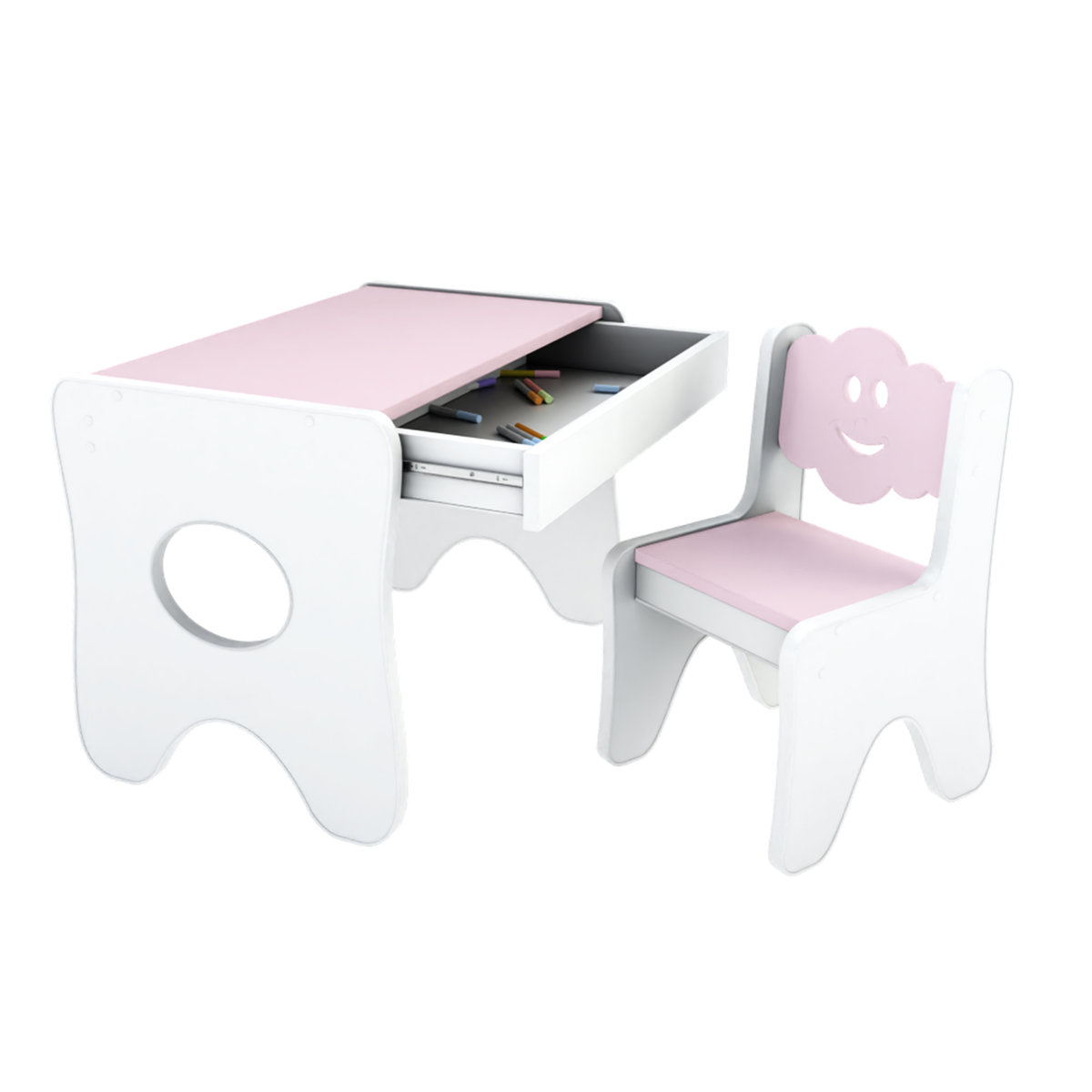 Stolik z szufladą z jednym krzesełkiem Chmurka