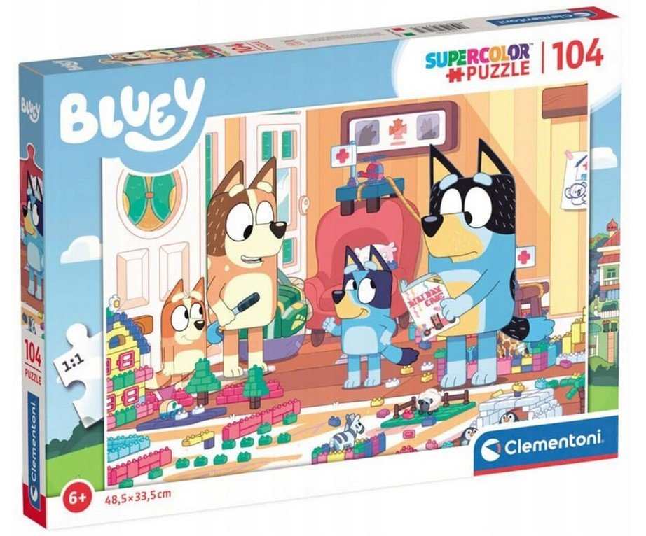 PUZZLE 104 EL BLUEY PSY PIESKI CLEMENTONI