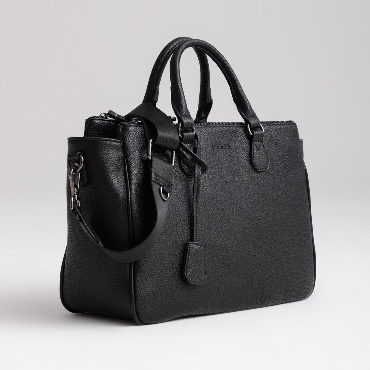 Torba dla mamy MILA black  z okuciami w kolorze gun metal