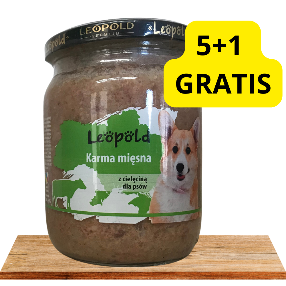 Leopold Karma mięsna z cielęciną dla psów 6x500g (Słoik)