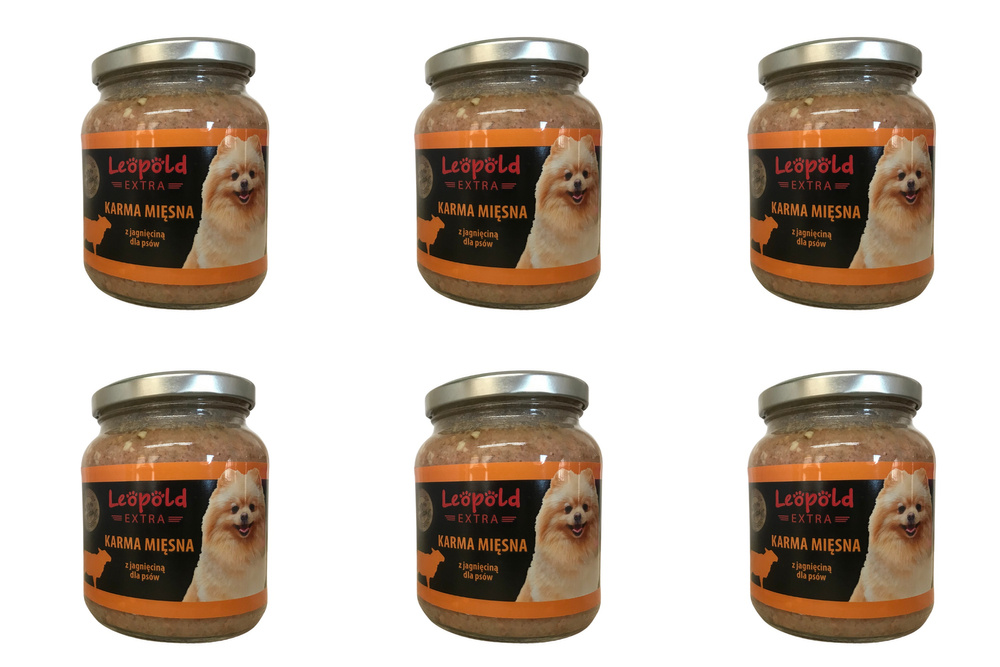 Leopold Karma mięsna z jagnięciną dla psów 6x300g + 10% Gratis (Słoik)
