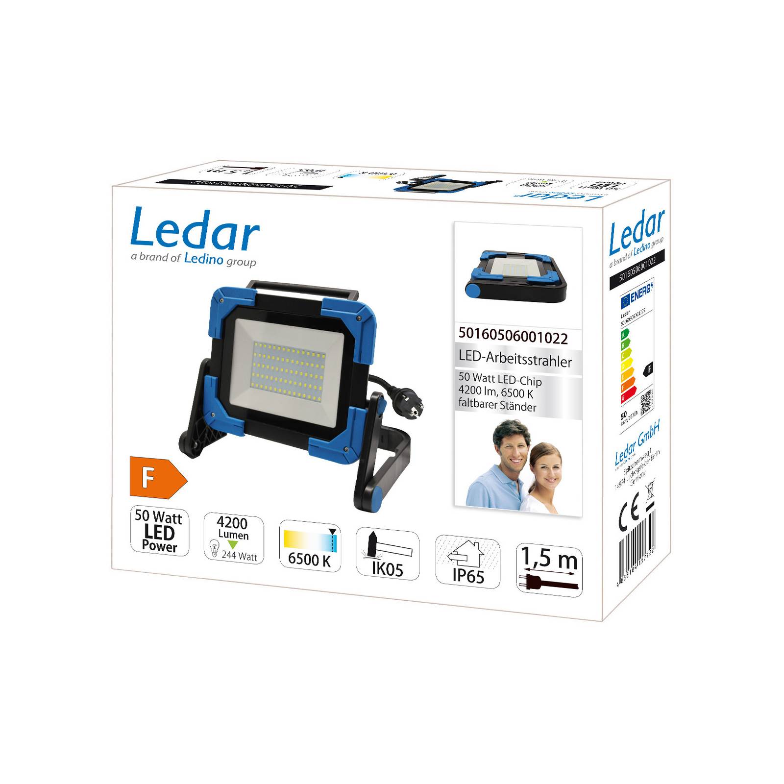 Reflektor LED Ledar 6 500 K 120° czarny 50 W