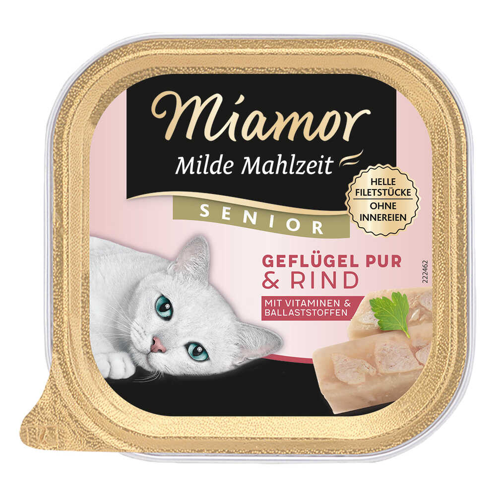 Miamor Milde Mahlzeit Senior, 16 x 100 g - Drób z wołowiną