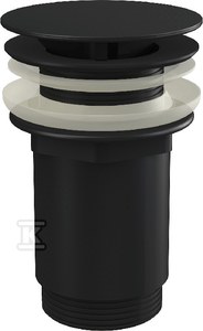Spust umywalki 5 / 4 metalowy, duży korek, do umywalek bez przelewu, czarny mat