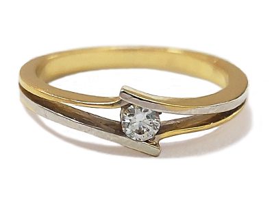 Złoty pierścionek 585 zaręczynowy z białym złotem