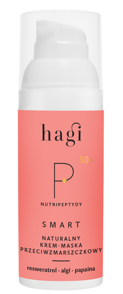 Hagi Smart P 50+ Naturalny krem-maska przeciwzmarszczkowy do twarzy, szyi i dekoltu Nutripeptydy 50m