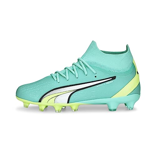 PUMA Unisex dziecięce buty piłkarskie Ultra Pro Fg/Ag Jr, Elektryczna mięta PUMA biała szybka żółta, 38.5 EU
