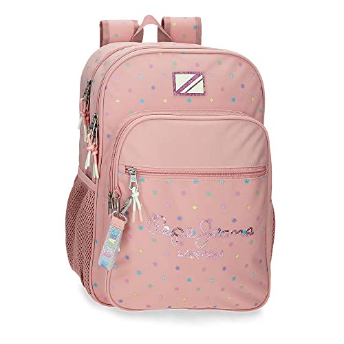 Pepe Jeans Carina Plecak Podwójna komora Przystosowany do wózka Różowy 30x40x13 cms Poliester 14,4L, Różowy, Talla única, Podwójny plecak Przedział Adaptacyjny do wózka