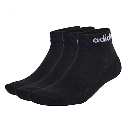adidas, Linear Ankle Socks Cushioned Socks 3 pary, skarpety, czarno-białe, XL, uniseks dla dorosłych
