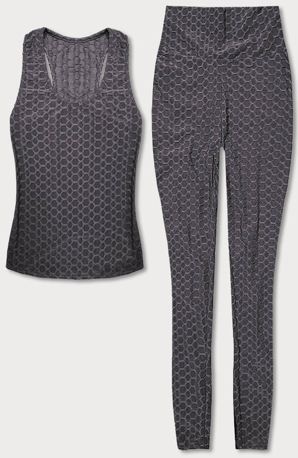 SPORTOWY KOMPLET TOP I LEGGINSY CIEMNOSZARE (YW88037-2) - J.STYLE