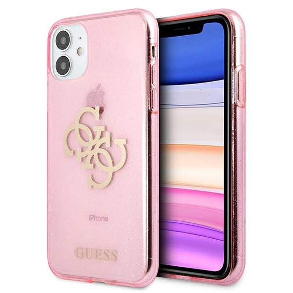 Guess Glitter 4G Big Logo - Etui iPhone 11 różowy