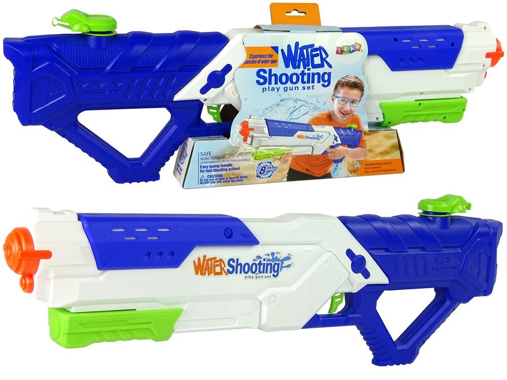 Import Duży Pistolet na Wodę 1200ml Biało- Niebieski 65 cm LEANToys