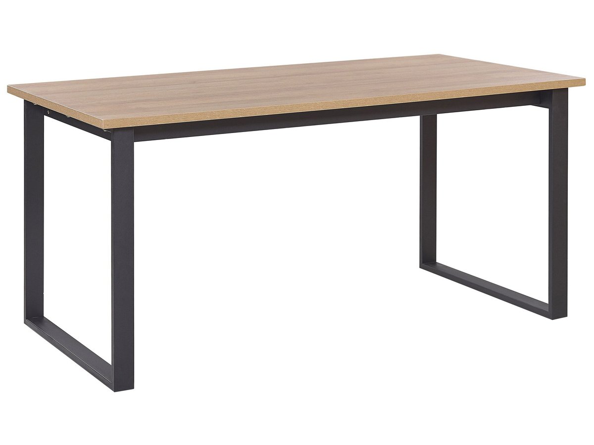 Beliani Stół do jadalni 160 x 80 cm ciemne drewno z czarnym BERLIN