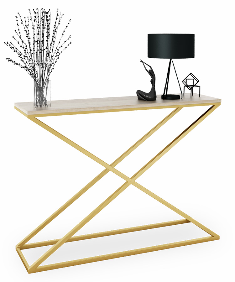 Konsola toaletka glamour złoty + dąb sonoma G4-E17