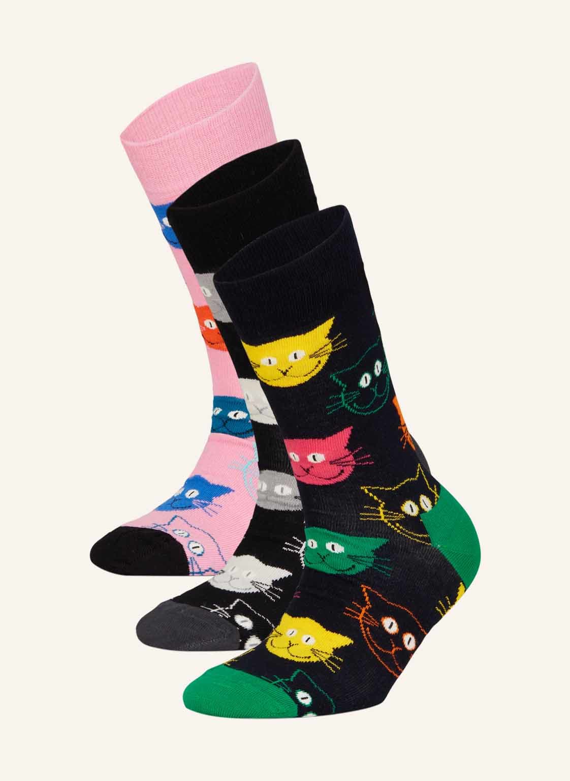 Happy Socks Skarpety Cat, 3 Pary, W Pudełku Prezentowym rosa