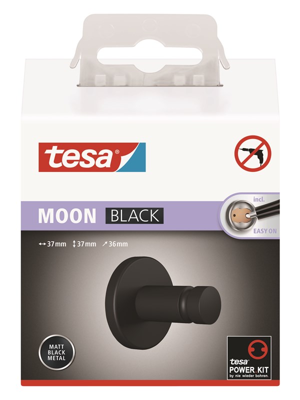 tesa Moon Black towel hook self-adhesive