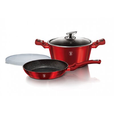 Zestaw garnek i patelnia Berlinger Haus Metallic Line Burgundy Edition, burgundowy, 24 cm, BH/6779
