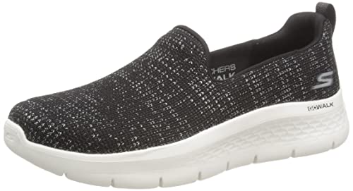 Skechers Damskie kapcie GO Walk Flex, czarne tekstylne/białe wykończenie, 41 EU, Czarna tekstylna biała wykończenie, 40.5 EU