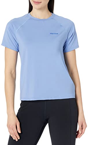 Marmot Damska koszulka funkcyjna Wm's Windridge SS, oddychająca koszulka funkcyjna z krótkim rękawem, szybkoschnąca koszulka fitness, niebieska Getaway Blue, L