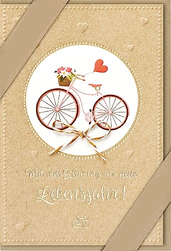 Kartka urodzinowa Nature Card Handmade - rower 11,6 x 16,6 cm