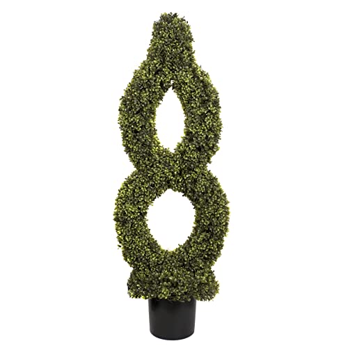 GreenBrokers Sztuczne pojedyncze skręcone bukszpan topiary 120 cm, zielone, 4 stopy