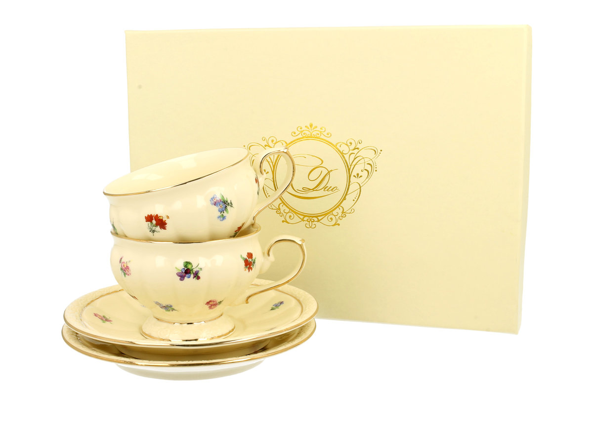 Duo ENGLAND FILIŻANKI ZE SPODKIEM 2 SZTUKI 220 ML PORCELANA