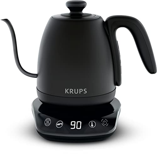 Krups czajnik elektryczny, uniwersalny, herbata lub kawa, 8 temperatur, wylewka na gęsiej szyi, utrzymywanie ciepła 30 min, gotowanie jednym dotknięciem, wyjmowana pokrywka, Coffee Control BW923810
