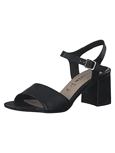 Tamaris Damskie sandały, sandały damskie, wkładka Touch, czarna skóra, 40 EU