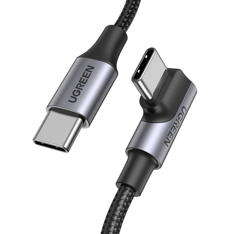 UGREEN Kabel USB-C do USB-C kątowy US334 5A PD 100W 1m czarny)