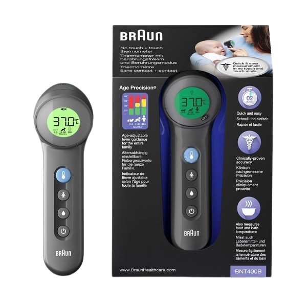 Braun No Touch + touch BNT400 Black Termometr bezdotykowy do czoła 5w1 z Age Precision