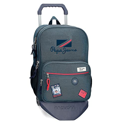 Pepe Jeans Kay Plecak szkolny Podwójna komora z wózkiem Niebieski 15.6L 30x40x12 cms Poliester, niebieski, Talla única, Plecak szkolny podwójny schowek z wózkiem
