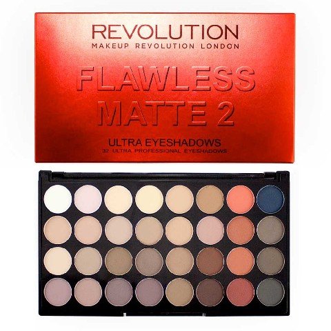Makeup Revolution Makeup Revolution Ultra Eyeshadows Palette paleta 32 cieni do powiek Flawless Matte 2 16g