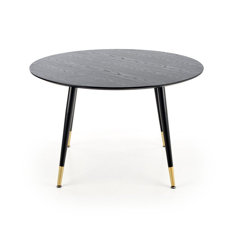 Halmar Stół okrągły EMBOS czarny, ze złotymi zdobieniami na nogach