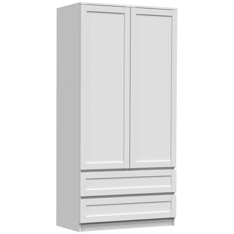 Topeshop, Szafa garderoba 2 szuflady 90 pafos ramiak biel