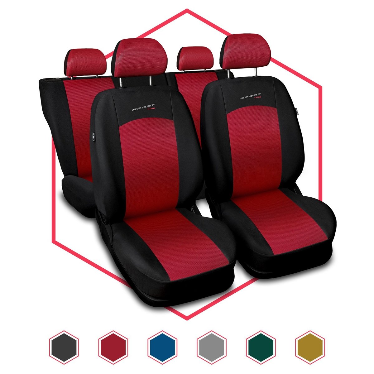 Komplet uniwersalnych pokrowców samochodowych Sport Line czerwone