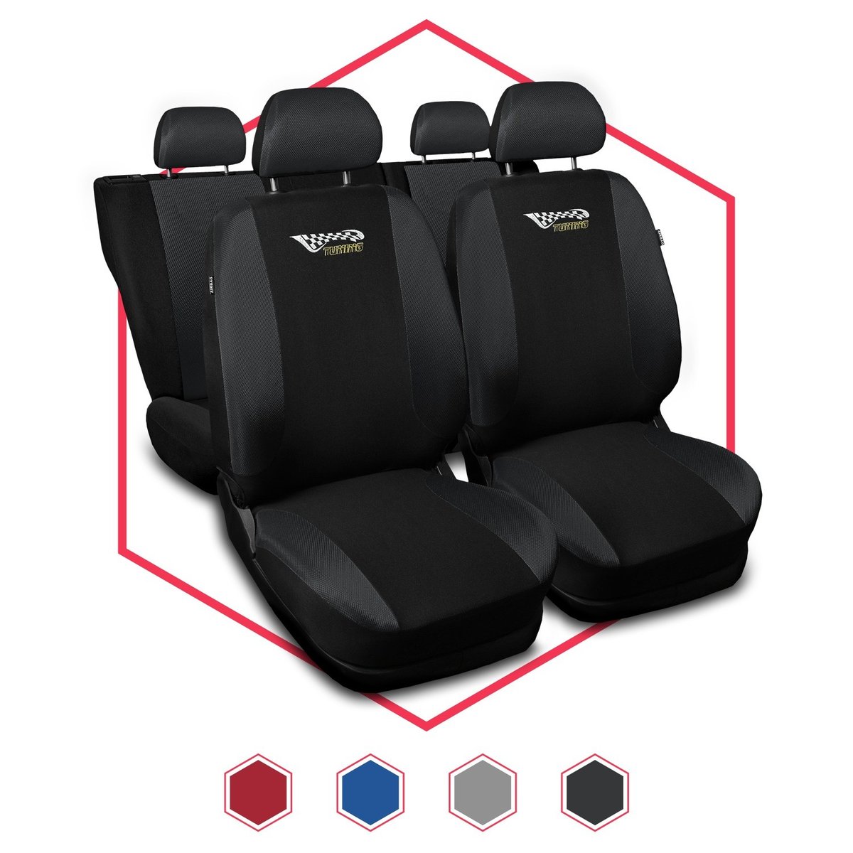 Komplet uniwersalnych pokrowców samochodowych Tuning szare