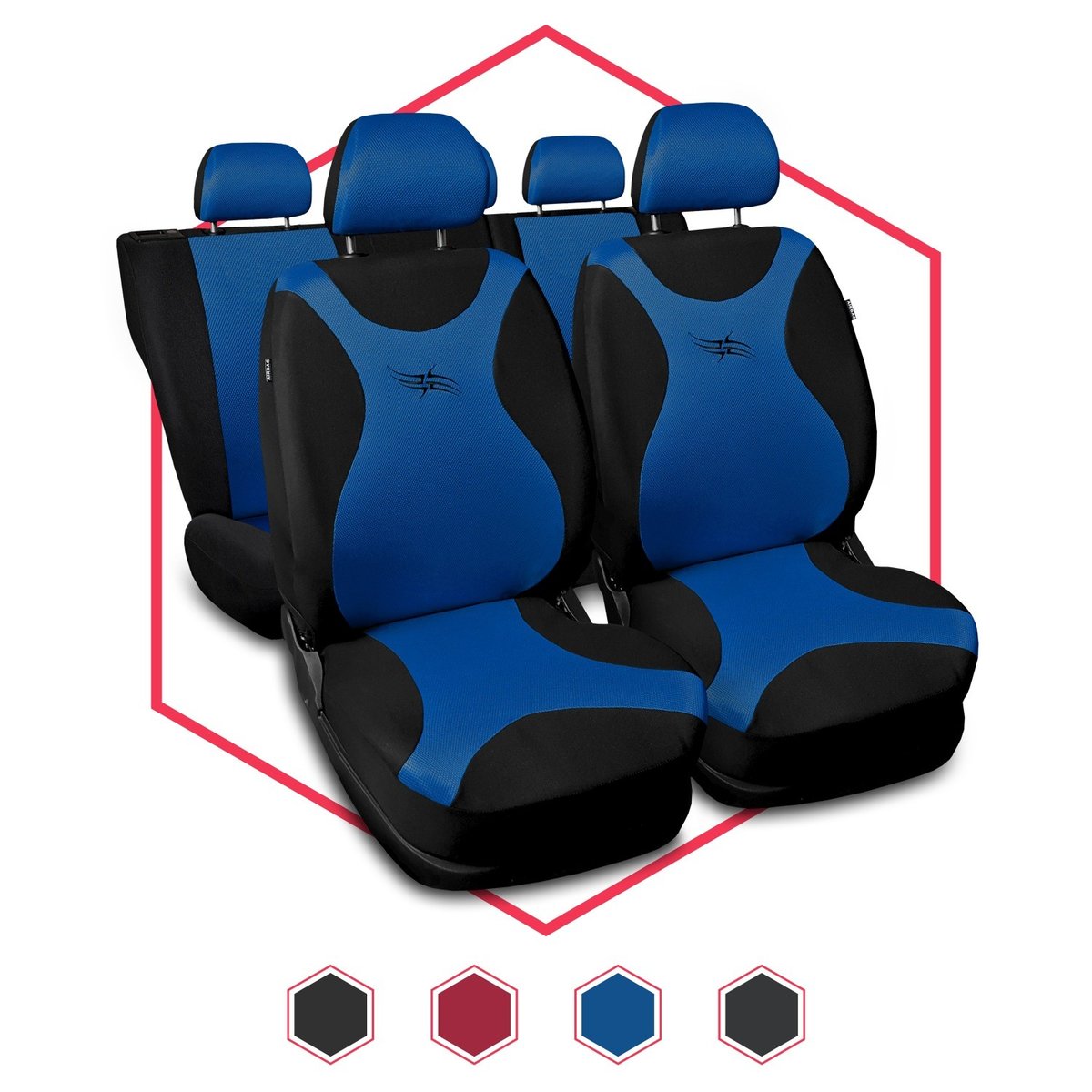 Komplet uniwersalnych pokrowców samochodowych Turbo niebieskie