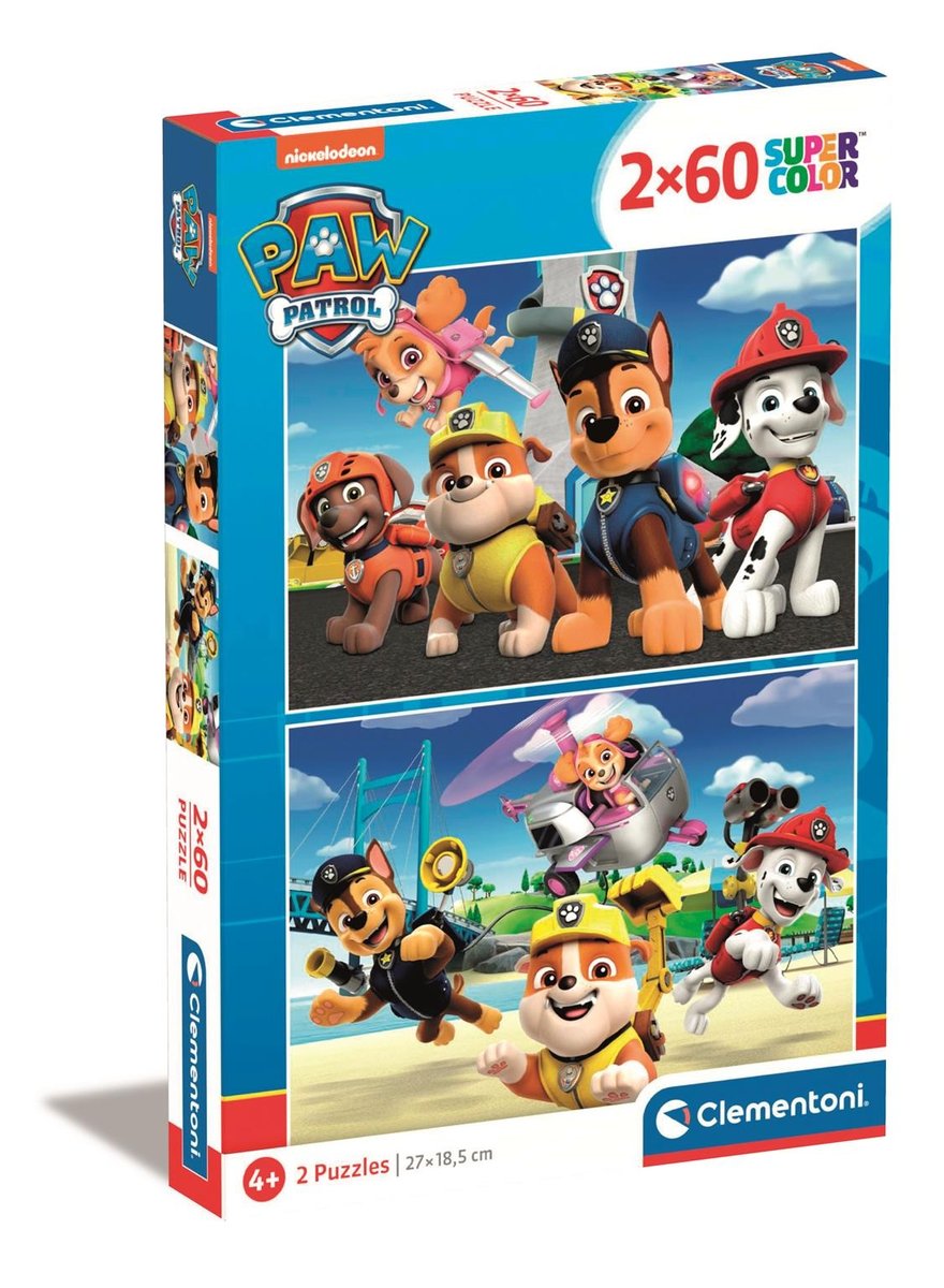 Clementoni, Puzzle Super Kolor Paw Patrol 21623, 2x60 elementów