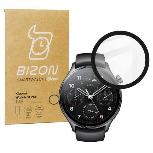 Bizon Szkło hybrydowe Glass Watch Edge Hybrid dla Xiaomi Watch S1 Pro, czarne