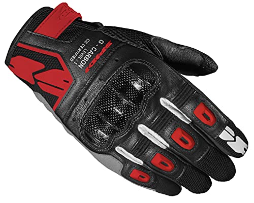 SPIDI G-CARBON, rękawice motocyklowe, kolor czerwony, rozmiar M, z pojemnościowym ekranem dotykowym i poduszkami ochronnymi, rękawice motocyklowe odporne na ścieranie i oddychające