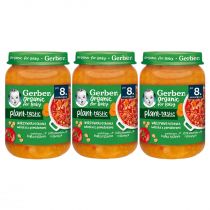 Gerber Organic Plant-tastic Obiadek warzywna potrawka włoska z pomidorami dla niemowląt po 8 miesiącu Zestaw 3 x 190 g Bio