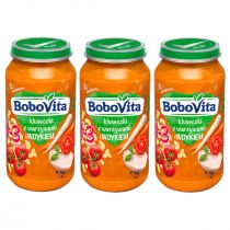 BoboVita Kluseczki z warzywami i indykiem po 12 miesiącu Zestaw 3 x 250 g