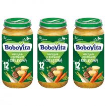 BoboVita Obiadek Warzywa w potrawce z cielęciną po 12 miesiącu Zestaw 3 x 250 g